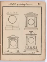 Picture 10 of 10 from Modell- und Masterbuch für Bau- und Möbel-Tischler : Enthaltend eine reichhaltige Sammlung geschmackvoller Abbildungen aller in der bürgerlichen und schönen Baukunst vorkommenden Gegenstände, als: Thüren, Fenster, Fensterladen, Thore, Treppen in Grund - und Profilrisssen, sowie der neuesten, elegantesten Londoner, Pariser, Wiener und Berliner Möbeln mit Grund-, Auf- und Profilrissen, besonders Secretairs oder Schreibschränke, Eck-, Porzellan-, Glas-, Wäsch- und Kleiderschränke, Commoden, Sopha's, alle Arten Stühle und Tische, Spiegel, Trumeaux, Consoles, Bettsponden, Wiegen, Waschtische, Uhrgehäuse etc. und aller übrigen Gegenstände, welche bei der Tischlerprofession vorkommen / Herausgegeben von Marius Wolfer (1829), leaf 244