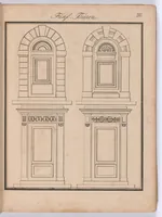 Picture 3 of 10 from Modell- und Masterbuch für Bau- und Möbel-Tischler : Enthaltend eine reichhaltige Sammlung geschmackvoller Abbildungen aller in der bürgerlichen und schönen Baukunst vorkommenden Gegenstände, als: Thüren, Fenster, Fensterladen, Thore, Treppen in Grund - und Profilrisssen, sowie der neuesten, elegantesten Londoner, Pariser, Wiener und Berliner Möbeln mit Grund-, Auf- und Profilrissen, besonders Secretairs oder Schreibschränke, Eck-, Porzellan-, Glas-, Wäsch- und Kleiderschränke, Commoden, Sopha's, alle Arten Stühle und Tische, Spiegel, Trumeaux, Consoles, Bettsponden, Wiegen, Waschtische, Uhrgehäuse etc. und aller übrigen Gegenstände, welche bei der Tischlerprofession vorkommen / Herausgegeben von Marius Wolfer (1829), leaf 68