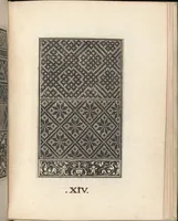 An illustration from Esemplario di lavori, dove le tenere fanciullealtre donne nobile potranno facilmente imparare il modoordine di lavorare, cusire, raccamare,finalmente far tutte quelle gentilezzelodevoli opere, le quali po' fare una donna virtuosa con laco [!] in mano, con li suoi compassi, misure. (1529)