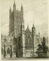 An illustration from The history and antiquities of the abbey and cathedral church of Gloucester : illustrated by a series of engravings of views, elevations, plans, and details of that edifice, with biographical anecdotes of eminent persons connected with the establishment (1829)