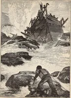 Picture 27 of 76 from Aboard the Mavis : it is told in this book how five boys and five girls cruise in the schooner "Mavis" about the east end of Long Island, and how, in (1880), leaf 74