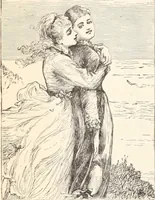 An illustration from Aboard the Mavis : it is told in this book how five boys and five girls cruise in the schooner "Mavis" about the east end of Long Island, and how, in (1880)