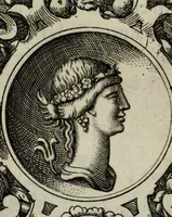 An illustration from Abrahami Ortelii, cosmographi et geographi regii, Deorum dearumque capita, ex antiquis numismatibus collecta (1683)