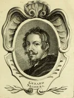 An illustration from Abregé de la vie des fameux peintres : avec leurs portraits gravés en taille-douce, les indications de leurs principaux ouvrages, quelques réflexions sur leurs caractéres, et la maniere de connoître les desseins des grands maîtres (1745)