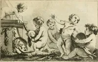 An illustration from Abrégé de la vie des plus fameux peintres, avec leurs portraits gravés en taille-douce, les indications de leurs principaux ouvrages, quelques réflexions sur leurs caractères, et la maniere de connoître les desseins et les tableaux des grands maîtres (1762)
