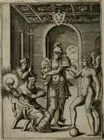 An illustration from Achillis Bocchii Bonon. Symbolicarum quaestionum, de vniuerso genere, quas serio ludebat, libri quinque (1574)