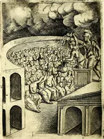 An illustration from Achillis Bocchii Bonon. Symbolicarvm qvaestionvm, de vniverso genere, quas serio ludebat, libri qvinqve (1574)