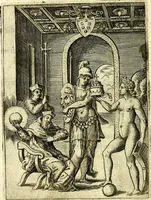 An illustration from Achillis Bocchii Bonon. Symbolicarvm qvaestionvm, de vniverso genere, quas serio ludebat, libri qvinqve (1574)