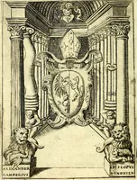 An illustration from Achillis Bocchii Bonon. Symbolicarvm qvaestionvm, de vniverso genere, quas serio ludebat, libri qvinqve (1574)