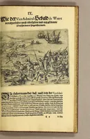 An illustration from Achter Theil der Orientalischen Indien, : begreiffend erstlich ein historische Beschreibung der Schiffart, so der Admiral Jacob von Neck auss Hollandt in die Orientalische Indien von Ann. 1600. biss An. 1603. gethan. Darnach ein historia, so von Johan Herman von Bree, Obersten Handelsmann auff dem Schiff der Hollandische Zaun genannt, in gleichmessiger Reyse von An. 1602. biss in An. 1604. auff gezeichnet worden. (1606)