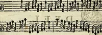 An illustration from [A composite music volume : containing Der Fluyten Lust-Hof, vol Psalmen, Paduanen, Allemanden, Couranten, Balletten, Airs, &c. konstigh en lieflik gefigureert, met veel veranderingen and 'T uitnemed kabinet, vol Pavanen, Almanden, Sarbanden, Couranten, Balletten, Intraden, Airs, &c. en de nieuwste voizen, om met 2 en 3 fioolen, of ander speel-tuigh te gebruiken] (1649)