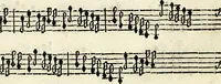 An illustration from [A composite music volume : containing Der Fluyten Lust-Hof, vol Psalmen, Paduanen, Allemanden, Couranten, Balletten, Airs, &c. konstigh en lieflik gefigureert, met veel veranderingen and 'T uitnemed kabinet, vol Pavanen, Almanden, Sarbanden, Couranten, Balletten, Intraden, Airs, &c. en de nieuwste voizen, om met 2 en 3 fioolen, of ander speel-tuigh te gebruiken] (1649)