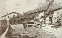 An illustration from Acquafortisti italiani; reccolta di acqueforti, acquetine, puntesecche, maniera nera, di 150 artisti. Acquafortistes italiens; recueil de eauxfortes, acqua-tintas, pointes-sèches, façon noire, de 150 artistes (1922)