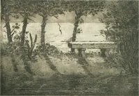 An illustration from Acquafortisti italiani; reccolta di acqueforti, acquetine, puntesecche, maniera nera, di 150 artisti. Acquafortistes italiens; recueil de eauxfortes, acqua-tintas, pointes-sèches, façon noire, de 150 artistes (1922)