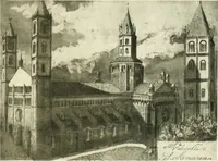 An illustration from Acquafortisti italiani; reccolta di acqueforti, acquetine, puntesecche, maniera nera, di 150 artisti. Acquafortistes italiens; recueil de eauxfortes, acqua-tintas, pointes-sèches, façon noire, de 150 artistes (1922)