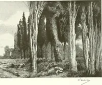 An illustration from Acquafortisti italiani; reccolta di acqueforti, acquetine, puntesecche, maniera nera, di 150 artisti. Acquafortistes italiens; recueil de eauxfortes, acqua-tintas, pointes-sèches, façon noire, de 150 artistes (1922)