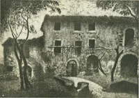 An illustration from Acquafortisti italiani; reccolta di acqueforti, acquetine, puntesecche, maniera nera, di 150 artisti. Acquafortistes italiens; recueil de eauxfortes, acqua-tintas, pointes-sèches, façon noire, de 150 artistes (1922)