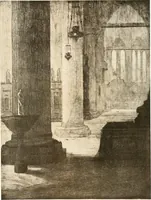 An illustration from Acquafortisti italiani; reccolta di acqueforti, acquetine, puntesecche, maniera nera, di 150 artisti. Acquafortistes italiens; recueil de eauxfortes, acqua-tintas, pointes-sèches, façon noire, de 150 artistes (1922)