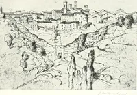 An illustration from Acquafortisti italiani; reccolta di acqueforti, acquetine, puntesecche, maniera nera, di 150 artisti. Acquafortistes italiens; recueil de eauxfortes, acqua-tintas, pointes-sèches, façon noire, de 150 artistes (1922)