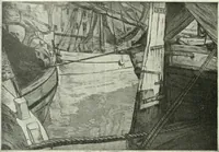 An illustration from Acquafortisti italiani; reccolta di acqueforti, acquetine, puntesecche, maniera nera, di 150 artisti. Acquafortistes italiens; recueil de eauxfortes, acqua-tintas, pointes-sèches, façon noire, de 150 artistes (1922)