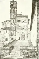 An illustration from Acquafortisti italiani; reccolta di acqueforti, acquetine, puntesecche, maniera nera, di 150 artisti. Acquafortistes italiens; recueil de eauxfortes, acqua-tintas, pointes-sèches, façon noire, de 150 artistes (1922)
