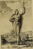 An illustration from Admiranda narratio fida tamen, de commodis et incolarvm ritibvs Virginiæ : nvper admodvm ab Anglis, qvi à Dn. Richardo Greinvile equestris ordinis viro eò in coloniam anno M.D. LXXXV. dedvcti svnt inventæ, svmtus faciente Dn. VValtero Raleigh equestris ordinis viro fodinarv stanni præfecto ex avctoritate serenissimæ reginæ Angliæ (1590)