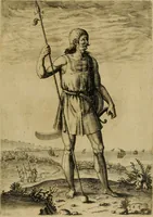 An illustration from Admiranda narratio fida tamen, de commodis et incolarvm ritibvs Virginiæ : nvper admodvm ab Anglis, qvi à Dn. Richardo Greinvile equestris ordinis viro eò in coloniam anno M.D. LXXXV. dedvcti svnt inventæ, svmtus faciente Dn. VValtero Raleigh equestris ordinis viro fodinarv stanni præfecto ex avctoritate serenissimæ reginæ Angliæ (1590)