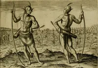 An illustration from Admiranda narratio fida tamen, de commodis et incolarvm ritibvs Virginiæ : nvper admodvm ab Anglis, qvi à Dn. Richardo Greinvile equestris ordinis viro eò in coloniam anno M.D. LXXXV. dedvcti svnt inventæ, svmtus faciente Dn. VValtero Raleigh equestris ordinis viro fodinarv stanni præfecto ex avctoritate serenissimæ reginæ Angliæ (1590)