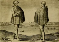 An illustration from Admiranda narratio fida tamen, de commodis et incolarvm ritibvs Virginiæ : nvper admodvm ab Anglis, qvi à Dn. Richardo Greinvile equestris ordinis viro eò in coloniam anno M.D. LXXXV. dedvcti svnt inventæ, svmtus faciente Dn. VValtero Raleigh equestris ordinis viro fodinarv stanni præfecto ex avctoritate serenissimæ reginæ Angliæ (1590)