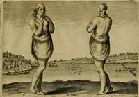 An illustration from Admiranda narratio fida tamen, de commodis et incolarvm ritibvs Virginiæ : nvper admodvm ab Anglis, qvi à Dn. Richardo Greinvile equestris ordinis viro eò in coloniam anno M.D. LXXXV. dedvcti svnt inventæ, svmtus faciente Dn. VValtero Raleigh equestris ordinis viro fodinarv stanni præfecto ex avctoritate serenissimæ reginæ Angliæ (1590)