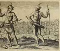 An illustration from Admiranda narratio fida tamen, de commodis et incolarum ritibus Virginiae, nuper admodum ab Anglis, qui à Dn. Richardo Greinvile equestris ordinis viro eò in coloniam anno M.D.LXXXV. : Deducti sunt inuentae, sumtus faciente Dn. VValtero Raleigh equestris ordinis viro fodinaru[m] stanni praefecto ex auctoritate serenissimae Reginae Angliae. (1590)