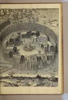 An illustration from Admiranda narratio fida tamen, de commodis et incolarum ritibus Virginiae, nuper admodum ab Anglis, qui à Dn. Richardo Greinvile equestris ordinis viro eò in coloniam anno M.D.LXXXV. : Deducti sunt inuentae, sumtus faciente Dn. VValtero Raleigh equestris ordinis viro fodinaru[m] stanni praefecto ex auctoritate serenissimae Reginae Angliae. (1590)