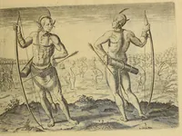 An illustration from Admiranda narratio fida tamen, de commodis et incolarum ritibus Virginiae, nuper admodum ab Anglis, qui à Dn. Richardo Greinvile equestris ordinis viro eò in coloniam anno M.D.LXXXV. : Deducti sunt inuentae, sumtus faciente Dn. VValtero Raleigh equestris ordinis viro fodinaru[m] stanni praefecto ex auctoritate serenissimae Reginae Angliae. (1608)