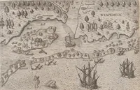 An illustration from Admiranda narratio, fida tamen, de commodis et incolarvm ritibvs Virginiae ... Anglico scripta sermone à Thoma Hariot ... nvnc avtem primvm Latio donata à C.C.A (1608)