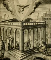 An illustration from Adnotationes et meditationes in Evangelia qvae in sacrosancto Missae sacrificio toto anno legvntur : cum Evangeliorvm concordantia historiae integritati sufficienti : accessit & index historiam ipsam euangelicam in ordinem temporis vitae Christi distribuens (1595)