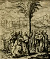 An illustration from Adnotationes et meditationes in Evangelia qvae in sacrosancto Missae sacrificio toto anno legvntur : cum Evangeliorvm concordantia historiae integritati sufficienti : accessit & index historiam ipsam euangelicam in ordinem temporis vitae Christi distribuens (1595)