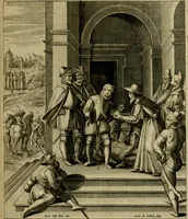 An illustration from Adnotationes et meditationes in Evangelia qvae in sacrosancto Missae sacrificio toto anno legvntur : cum Evangeliorvm concordantia historiae integritati sufficienti : accessit & index historiam ipsam euangelicam in ordinem temporis vitae Christi distribuens (1595)