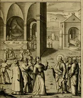 An illustration from Adnotationes et meditationes in Evangelia qvae in sacrosancto Missae sacrificio toto anno legvntur : cum Evangeliorvm concordantia historiae integritati sufficienti : accessit & index historiam ipsam euangelicam in ordinem temporis vitae Christi distribuens (1595)