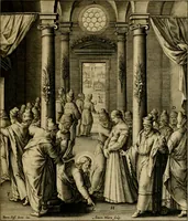 An illustration from Adnotationes et meditationes in Evangelia qvae in sacrosancto Missae sacrificio toto anno legvntur : cum Evangeliorvm concordantia historiae integritati sufficienti : accessit & index historiam ipsam euangelicam in ordinem temporis vitae Christi distribuens (1595)