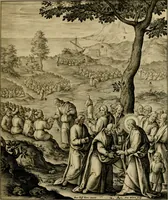 An illustration from Adnotationes et meditationes in Evangelia qvae in sacrosancto Missae sacrificio toto anno legvntur : cum Evangeliorvm concordantia historiae integritati sufficienti : accessit & index historiam ipsam euangelicam in ordinem temporis vitae Christi distribuens (1595)