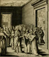 An illustration from Adnotationes et meditationes in Evangelia qvae in sacrosancto Missae sacrificio toto anno legvntur : cum Evangeliorvm concordantia historiae integritati sufficienti : accessit & index historiam ipsam euangelicam in ordinem temporis vitae Christi distribuens (1595)