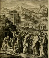 An illustration from Adnotationes et meditationes in Evangelia qvae in sacrosancto Missae sacrificio toto anno legvntur : cum Evangeliorvm concordantia historiae integritati sufficienti : accessit & index historiam ipsam euangelicam in ordinem temporis vitae Christi distribuens (1595)