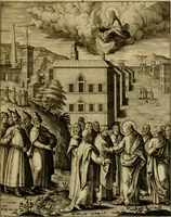 An illustration from Adnotationes et meditationes in Evangelia qvae in sacrosancto Missae sacrificio toto anno legvntur : cum Evangeliorvm concordantia historiae integritati sufficienti : accessit & index historiam ipsam euangelicam in ordinem temporis vitae Christi distribuens (1595)