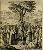 An illustration from Adnotationes et meditationes in Evangelia qvae in sacrosancto Missae sacrificio toto anno legvntur : cum Evangeliorvm concordantia historiae integritati sufficienti : accessit & index historiam ipsam euangelicam in ordinem temporis vitae Christi distribuens (1595)