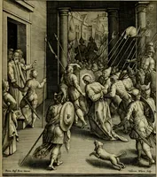 An illustration from Adnotationes et meditationes in Evangelia qvae in sacrosancto Missae sacrificio toto anno legvntur : cum Evangeliorvm concordantia historiae integritati sufficienti : accessit & index historiam ipsam euangelicam in ordinem temporis vitae Christi distribuens (1595)