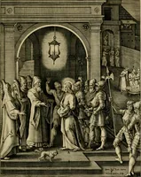 An illustration from Adnotationes et meditationes in Evangelia qvae in sacrosancto Missae sacrificio toto anno legvntur : cum Evangeliorvm concordantia historiae integritati sufficienti : accessit & index historiam ipsam euangelicam in ordinem temporis vitae Christi distribuens (1595)