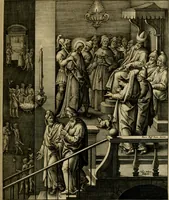 An illustration from Adnotationes et meditationes in Evangelia qvae in sacrosancto Missae sacrificio toto anno legvntur : cum Evangeliorvm concordantia historiae integritati sufficienti : accessit & index historiam ipsam euangelicam in ordinem temporis vitae Christi distribuens (1595)