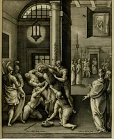 An illustration from Adnotationes et meditationes in Evangelia qvae in sacrosancto Missae sacrificio toto anno legvntur : cum Evangeliorvm concordantia historiae integritati sufficienti : accessit & index historiam ipsam euangelicam in ordinem temporis vitae Christi distribuens (1595)