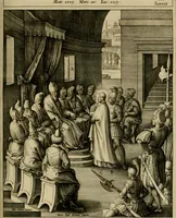An illustration from Adnotationes et meditationes in Evangelia qvae in sacrosancto Missae sacrificio toto anno legvntur : cum Evangeliorvm concordantia historiae integritati sufficienti : accessit & index historiam ipsam euangelicam in ordinem temporis vitae Christi distribuens (1595)