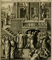 An illustration from Adnotationes et meditationes in Evangelia qvae in sacrosancto Missae sacrificio toto anno legvntur : cum Evangeliorvm concordantia historiae integritati sufficienti : accessit & index historiam ipsam euangelicam in ordinem temporis vitae Christi distribuens (1595)